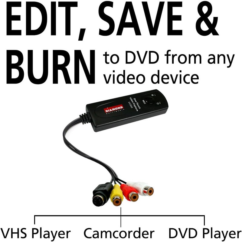 Diamond Multimedia Diamond VC500SE One Touch VHS/Camcorder to Digital File Converter for Both Windows and Mac OS (Supports Mac OS Ventura) New Software - Image 4